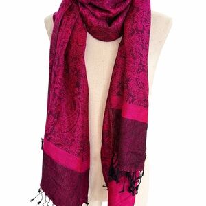 Pashmina Vibrant Pink and Black Scarf